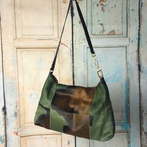 Francesco Biasia olive green & brown cow hide bag